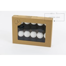Bavlnené svietiace LED guličky Cotton Balls - čierno-biele